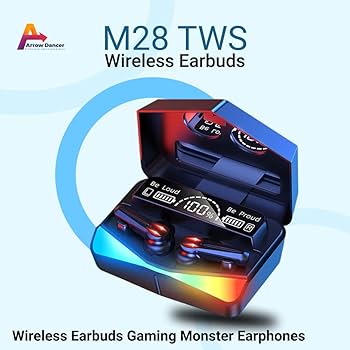 M28 Gaming Wireless Earbuds with RGB Lights & Digital LED DisplayM28 Wireless Gaming Earbuds – Stylish RGB light design  Smart Digital LED Display – Real-time battery status